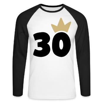 30 Krone Nummer 30 - Unisex Baseballshirt langarm - Weiß/Schwarz - Vorne - Nik (191cm)