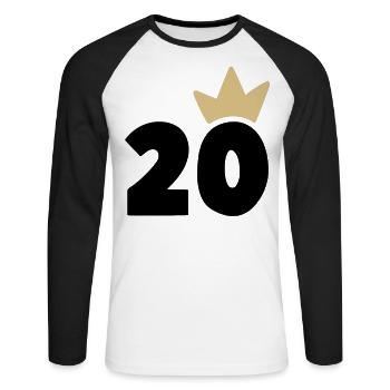 20 crown number 30 - Unisex Long Sleeve Baseball T-Shirt - white/black - Front - Nik (191cm)