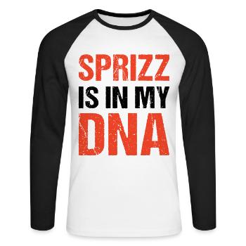 Sprizz est dans mon ADN Alcool Apéritif amer - T-shirt baseball manches longues Homme - blanc/noir - Devant - Nik (191cm)