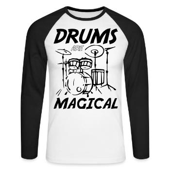 Les tambours sont magiques - T-shirt baseball manches longues Homme - blanc/noir - Devant - Nik (191cm)