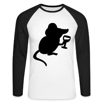 Wine Mouse Wine Lovers - Unisex Long Sleeve Baseball T-Shirt - white/black - Front - Nik (191cm)