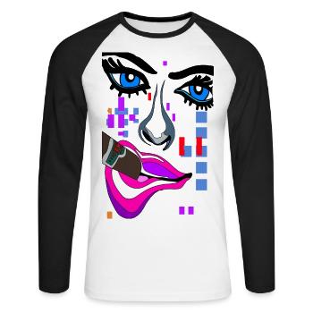 Eyes stand out with mouth nose face - Unisex Long Sleeve Baseball T-Shirt - white/black - Front - Nik (191cm)