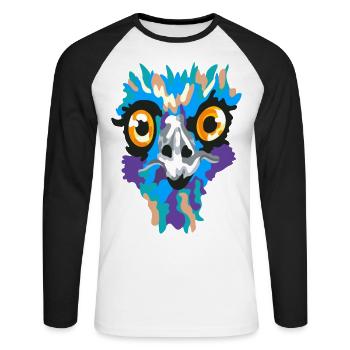 Cool Animal - Emu - Art Shirt - Unisex Long Sleeve Baseball T-Shirt - white/black - Front - Nik (191cm)