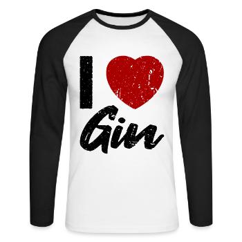 J’adore le Gin - T-shirt baseball manches longues Homme - blanc/noir - Devant - Nik (191cm)