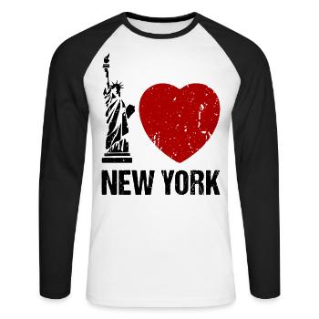 I love New York Heart NYC - Unisex Long Sleeve Baseball T-Shirt - white/black - Front - Nik (191cm)