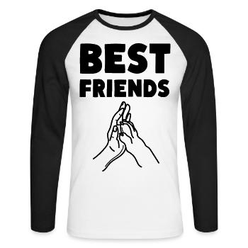 Best Friends Dog Pet Dogs - Unisex Long Sleeve Baseball T-Shirt - white/black - Front - Nik (191cm)