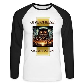Catzilla - Unisex Long Sleeve Baseball T-Shirt - white/black - Front - Nik (191cm)