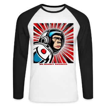 Monkey 2 - Unisex Baseballshirt langarm - Weiß/Schwarz - Vorne - Nik (191cm)