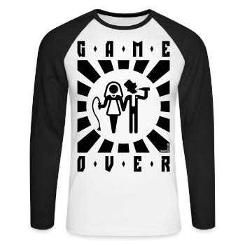 Game Over (Whip / Beer / Stag Party / Rays / B) - Unisex Long Sleeve Baseball T-Shirt - white/black - Front - Nik (191cm)