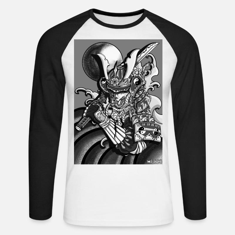 Half-Samurai - Unisex Baseballshirt langarm - Weiß/Schwarz