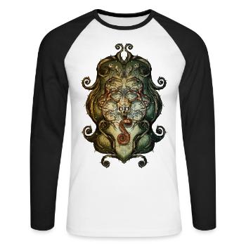 Ornament Monster 3 - Unisex Baseballshirt langarm - Weiß/Schwarz - Vorne - Nik (191cm)