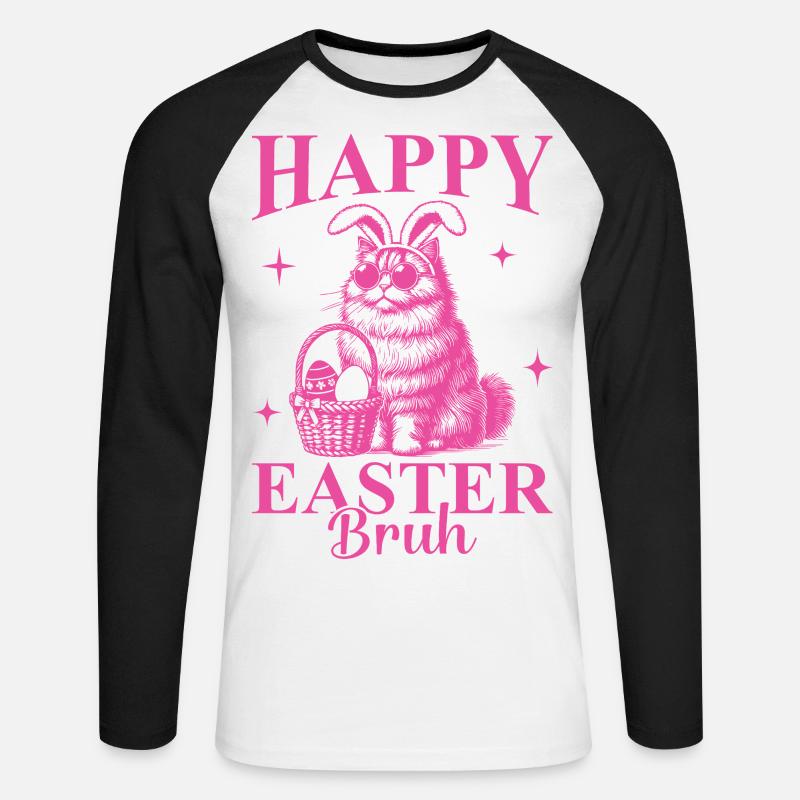 Happy Easter Bruh - Unisex Baseballshirt langarm - Weiß/Schwarz