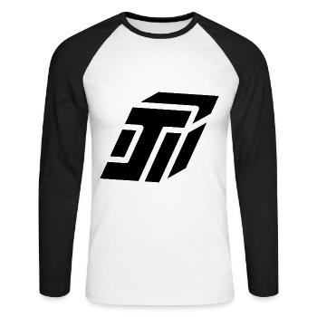Abstract J letter - Unisex Long Sleeve Baseball T-Shirt - white/black - Front - Nik (191cm)