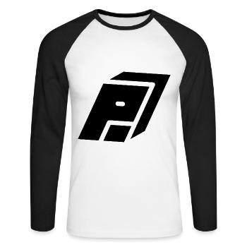 Abstract P letter - Unisex Long Sleeve Baseball T-Shirt - white/black - Front - Nik (191cm)