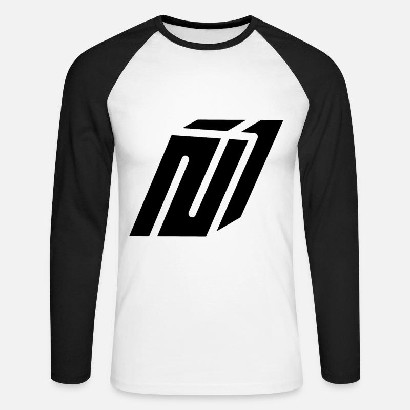 Abstract N Buchstabe - Unisex Baseballshirt langarm - Weiß/Schwarz