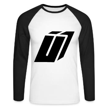 Abstract U-Brief - Unisex Baseballshirt langarm - Weiß/Schwarz - Vorne - Nik (191cm)