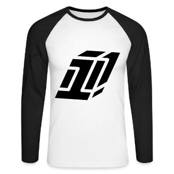 Abstract number 1 | First - Unisex Long Sleeve Baseball T-Shirt - white/black - Front - Nik (191cm)