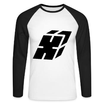 Abstract X Brief - Unisex Baseballshirt langarm - Weiß/Schwarz - Vorne - Nik (191cm)