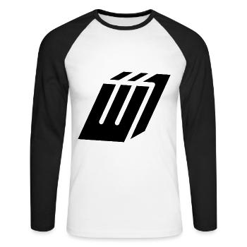 Abstract W-Brief - Unisex Baseballshirt langarm - Weiß/Schwarz - Vorne - Nik (191cm)