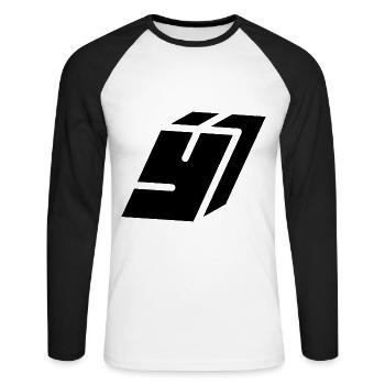 Lettre du résumé Y - T-shirt baseball manches longues Homme - blanc/noir - Devant - Nik (191cm)