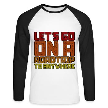 Partons en roadtrip n’importe où 3 - T-shirt baseball manches longues Homme - blanc/noir - Devant - Nik (191cm)