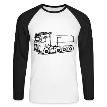 Poids lourd Camion poids lourd - T-shirt baseball manches longues Homme - blanc/noir - Devant - Nik (191cm)