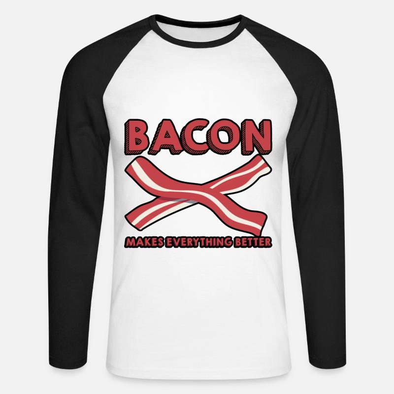 Bacon Makes Everything Better 10 - Unisex Baseballshirt langarm - Weiß/Schwarz