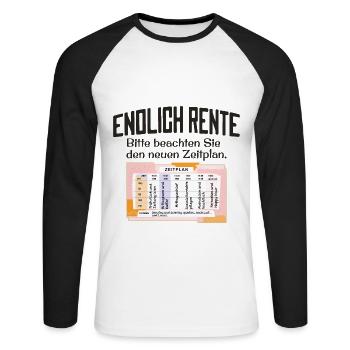 Endlich Rente Zeitplan Tagesablauf Wochenplan - Unisex Baseballshirt langarm - Weiß/Schwarz - Vorne - Nik (191cm)