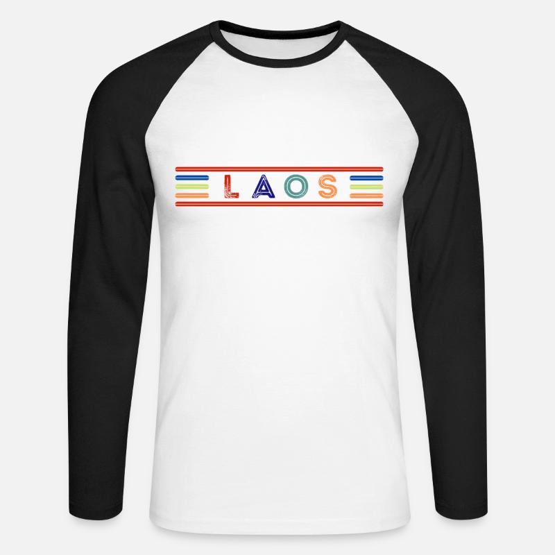 LAOS - Unisex Baseballshirt langarm - Weiß/Schwarz
