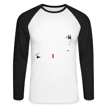Schwarzstörche - Unisex Baseballshirt langarm - Weiß/Schwarz - Vorne - Nik (191cm)
