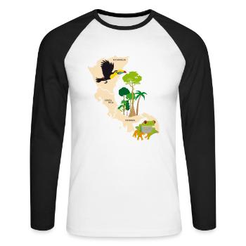 Costa Rica Nicaragua Panama - T-shirt baseball manches longues Homme - blanc/noir - Devant - Nik (191cm)