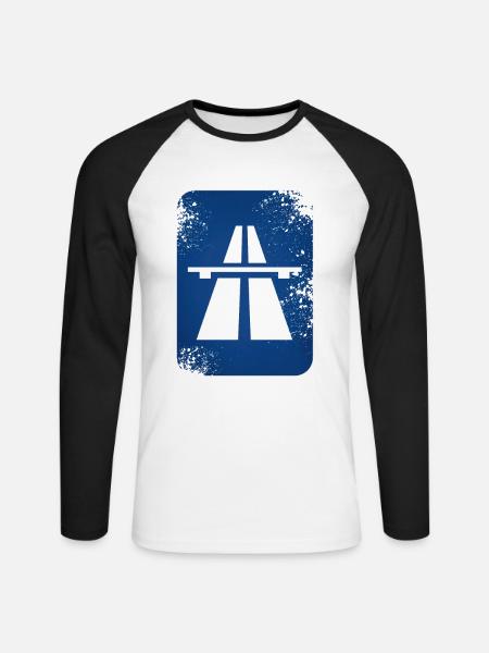 AUTOBAHN - Unisex Baseballshirt langarm - Weiß/Schwarz