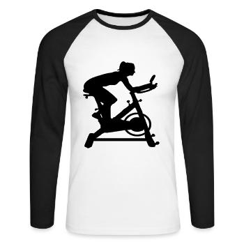INDOOR CYCLING FITNESS COURS D’ENTRAÎNEMENT SPIN SPORT GYM - T-shirt baseball manches longues Homme - blanc/noir - Devant - Nik (191cm)