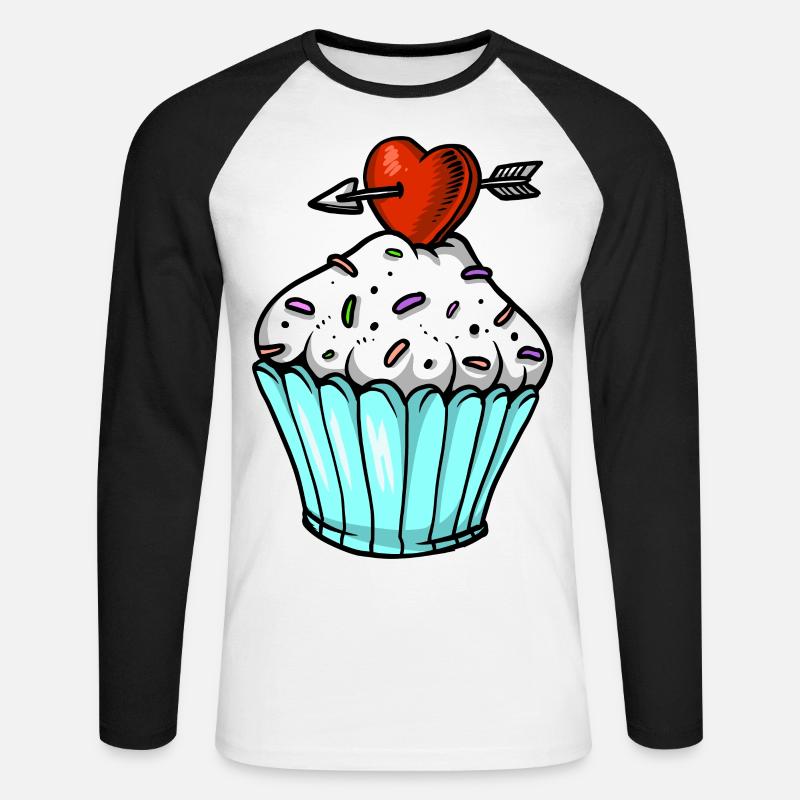 cupcake - Unisex Long Sleeve Baseball T-Shirt - white/black