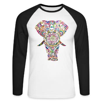 YOGA, elephant, meditation, gift, gift idea - Unisex Long Sleeve Baseball T-Shirt - white/black - Front - Nik (191cm)