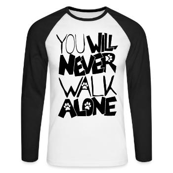 You never want to walk alone - Unisex Long Sleeve Baseball T-Shirt - white/black - Front - Nik (191cm)