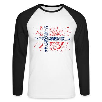 Norway flag stains - Unisex Long Sleeve Baseball T-Shirt - white/black - Front - Nik (191cm)