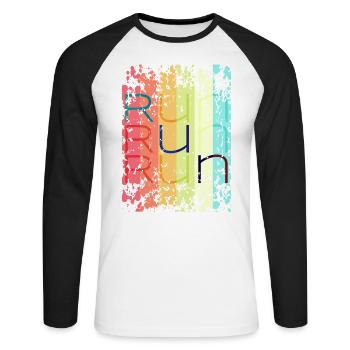 run run - T-shirt baseball manches longues Homme - blanc/noir - Devant - Nik (191cm)
