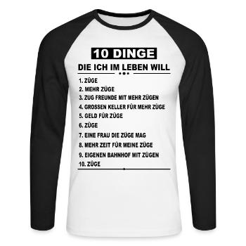 Modelleisenbahn Dampflok Modellbau Zug Lok Spruch - Unisex Baseballshirt langarm - Weiß/Schwarz - Vorne - Nik (191cm)