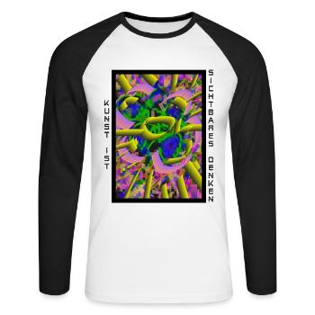 Kunst ist sichtbares Denken - 1 - Unisex Baseballshirt langarm - Weiß/Schwarz - Vorne - Nik (191cm)
