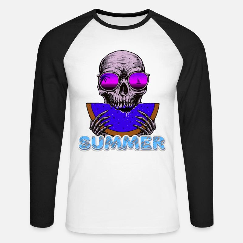vacay-Modus - Unisex Baseballshirt langarm - Weiß/Schwarz