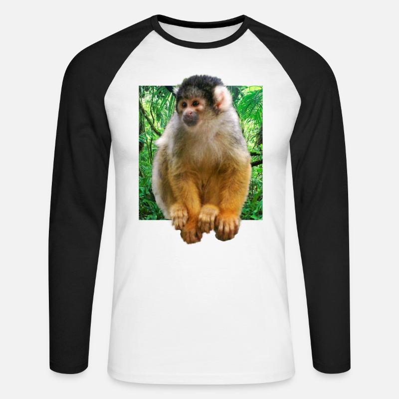 Skull monkey squirrel monkey - Unisex Long Sleeve Baseball T-Shirt - white/black