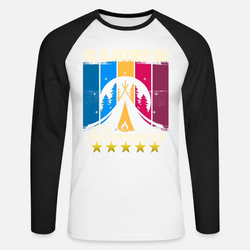I'd rather be Glamping - Unisex Baseballshirt langarm - Weiß/Schwarz