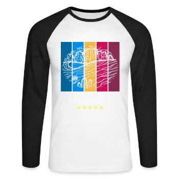Geocaching Geocacher Dicton - T-shirt baseball manches longues Homme - blanc/noir - Devant - Nik (191cm)