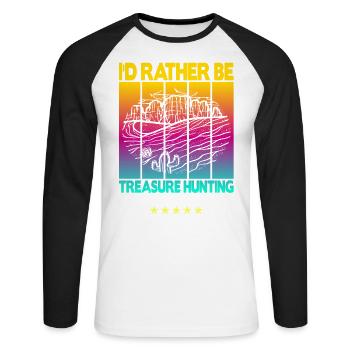 Geocaching Geocacher Dicton - T-shirt baseball manches longues Homme - blanc/noir - Devant - Nik (191cm)