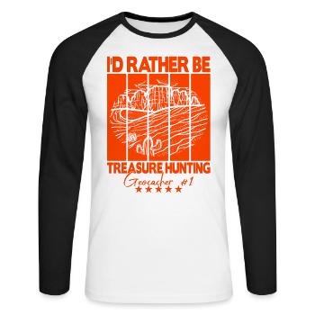 Geocaching Geocacher Dicton - T-shirt baseball manches longues Homme - blanc/noir - Devant - Nik (191cm)
