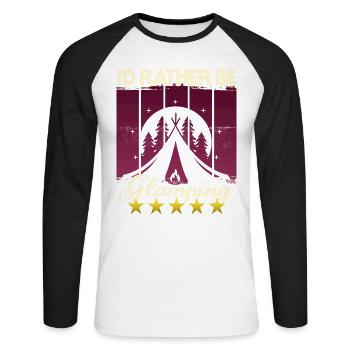 I'd rather be Glamping - Unisex Baseballshirt langarm - Weiß/Schwarz - Vorne - Nik (191cm)