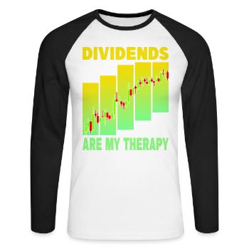 Dividends are my Therapy - Unisex Long Sleeve Baseball T-Shirt - white/black - Front - Nik (191cm)