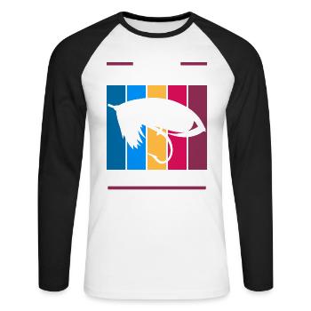 North Platte River Wyoming Pêche à la mouche - T-shirt baseball manches longues Homme - blanc/noir - Devant - Nik (191cm)