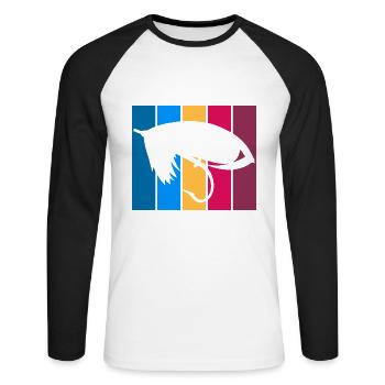 North Platte River Wyoming Pêche à la mouche - T-shirt baseball manches longues Homme - blanc/noir - Devant - Nik (191cm)